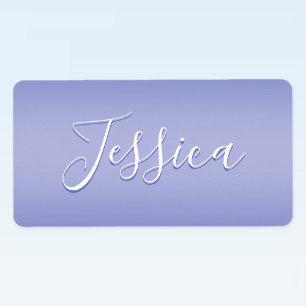 Bewerkbaar cursief script   Wit & Paarse Violet Etiket