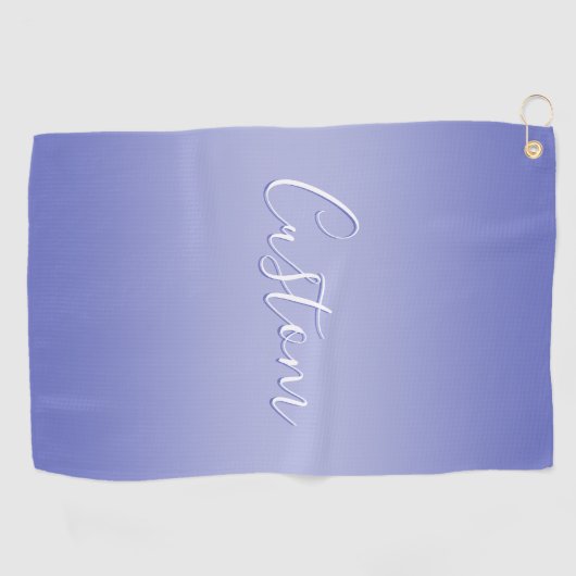 Bewerkbaar cursief script | Wit & Paarse Violet Golfhanddoek (Horizontaal)