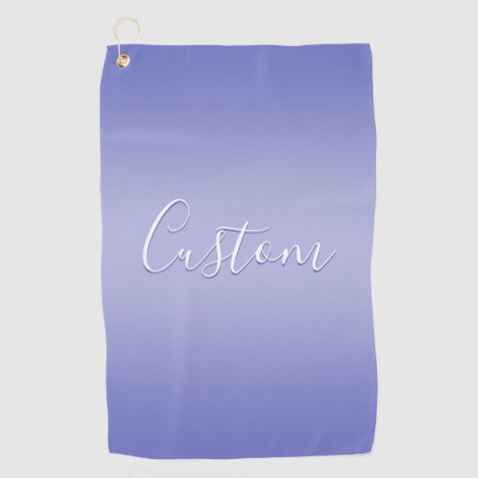 Bewerkbaar cursief script | Wit & Paarse Violet Golfhanddoek (Voorkant)