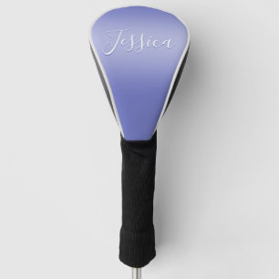 Bewerkbaar cursief script   Wit & Paarse Violet Golfheadcover