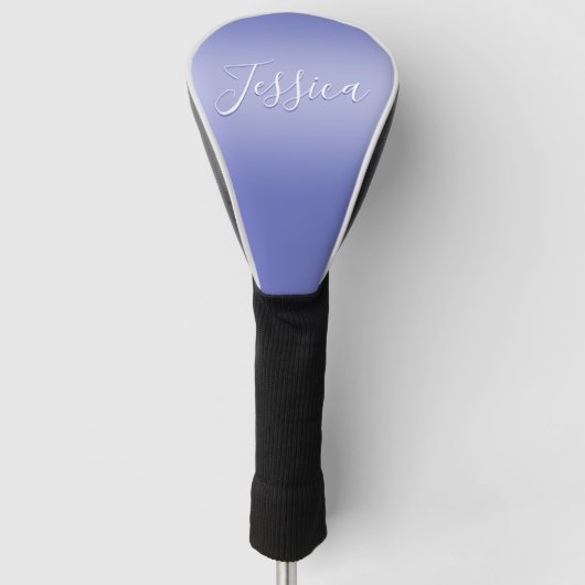 Bewerkbaar cursief script | Wit & Paarse Violet Golfheadcover (Voorkant)
