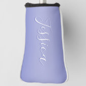 Bewerkbaar cursief script | Wit & Paarse Violet Golfheadcover (Draai 90)