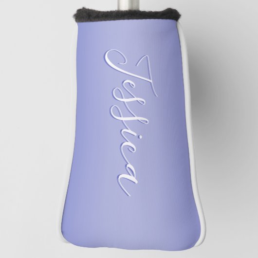 Bewerkbaar cursief script | Wit & Paarse Violet Golfheadcover (Draai 90)