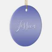 Bewerkbaar cursief script | Wit & Paarse Violet Keramisch Ornament (Rechts)