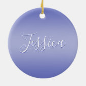 Bewerkbaar cursief script | Wit & Paarse Violet Keramisch Ornament (Achterkant)