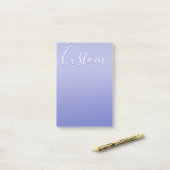 Bewerkbaar cursief script | Wit & Paarse Violet Post-it® Notes (Op bureau)