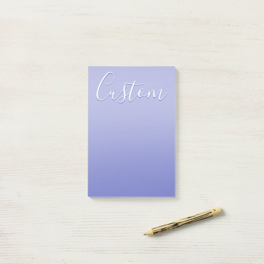 Bewerkbaar cursief script | Wit & Paarse Violet Post-it® Notes (Op bureau)