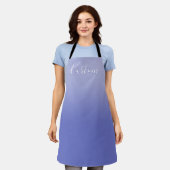 Bewerkbaar cursief script | Wit & Paarse Violet Schort (Gedragen)