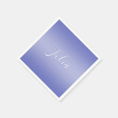 Bewerkbaar cursief script | Wit & Paarse Violet Servet (Hoek)