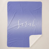 Bewerkbaar cursief script | Wit & Paarse Violet Sherpa Deken (Voorkant)