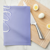 Bewerkbaar cursief script | Wit & Paarse Violet Theedoek (Quarter Fold)