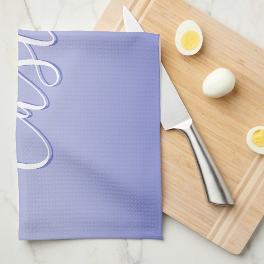 Bewerkbaar cursief script | Wit & Paarse Violet Theedoek (Quarter Fold)