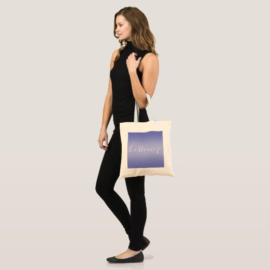 Bewerkbaar cursief script | Wit & Paarse Violet Tote Bag (Voorkant (model))