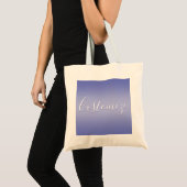 Bewerkbaar cursief script | Wit & Paarse Violet Tote Bag (Voorkant (product))