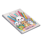 Bewerkbaar Cute Dieren School Notitieboek (Rechterzijde)