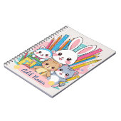 Bewerkbaar Cute Dieren School Notitieboek (Linkerzijde)