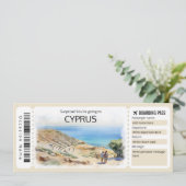 Bewerkbaar Cyprus Vliegticket, Cyprus Trip Kaart (Staand voorkant)