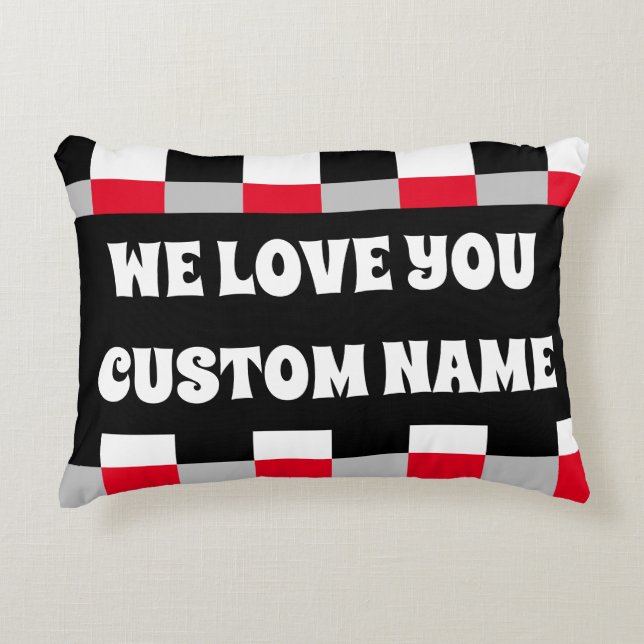 Bewerkbaar dambordpatroon accent kussen (Voorkant)