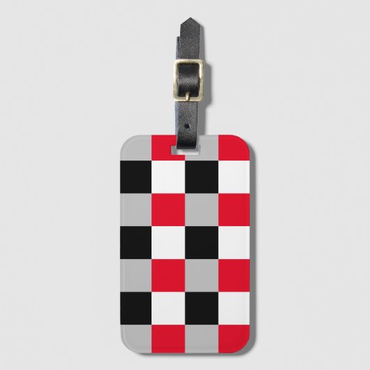 Bewerkbaar dambordpatroon bagagelabel (Voorkant (verticaal))