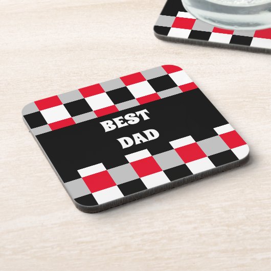 Bewerkbaar dambordpatroon bier onderzetter (Linkerzijde)