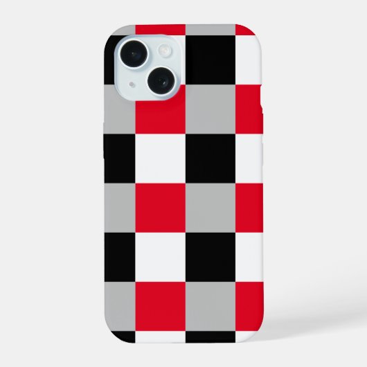 Bewerkbaar dambordpatroon iPhone 15 case (Achterkant)