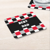 Bewerkbaar dambordpatroon kartonnen onderzetters (Schuin)