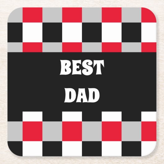 Bewerkbaar dambordpatroon kartonnen onderzetters (Voorkant)