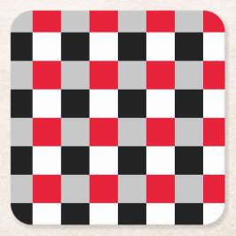 Bewerkbaar dambordpatroon kartonnen onderzetters