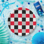 Bewerkbaar dambordpatroon papieren bordje (Feest)