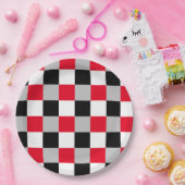 Bewerkbaar dambordpatroon papieren bordje (Feest)