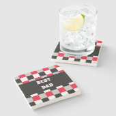 Bewerkbaar dambordpatroon stenen onderzetter (Zijkant)