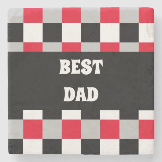 Bewerkbaar dambordpatroon stenen onderzetter (Voorkant)