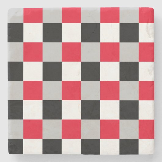 Bewerkbaar dambordpatroon stenen onderzetter (Voorkant)