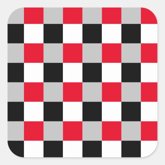 Bewerkbaar dambordpatroon vierkante sticker (Voorkant)