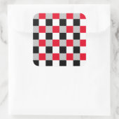 Bewerkbaar dambordpatroon vierkante sticker (Tas)