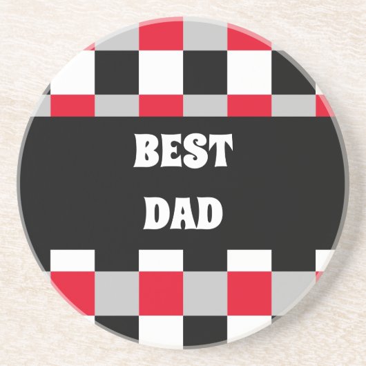 Bewerkbaar dambordpatroon zandsteen onderzetter (Voorkant)