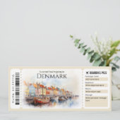 Bewerkbaar Denemarken Boarding Pass Vliegticket Kaart (Staand voorkant)
