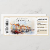 Bewerkbaar Denemarken Boarding Pass Vliegticket Kaart (Voorkant / Achterkant)
