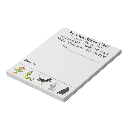 Bewerkbaar dierenkliniek Notitieblok (Linkerzijde)