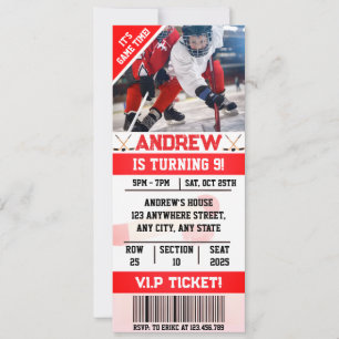 Bewerkbaar digitaal hockeyticket Verjaardag met fo Kaart