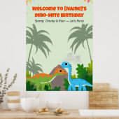 Bewerkbaar Dinosaurus Verjaardagsfeest Bord Poster (Keuken)