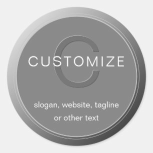 Bewerkbaar donkergrijs monogram ontwerp ronde sticker
