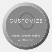 Bewerkbaar donkergrijs monogramontwerp ronde sticker (Voorkant)