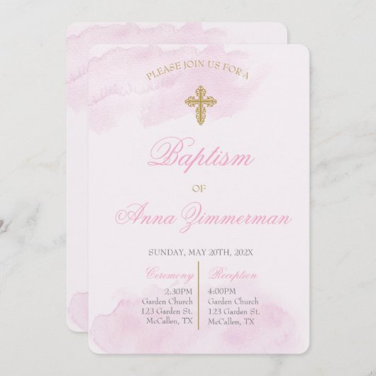 Bewerkbaar doopsel meisje kaart (Voorkant / Achterkant)