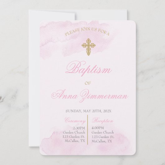 Bewerkbaar doopsel meisje kaart (Voorkant)