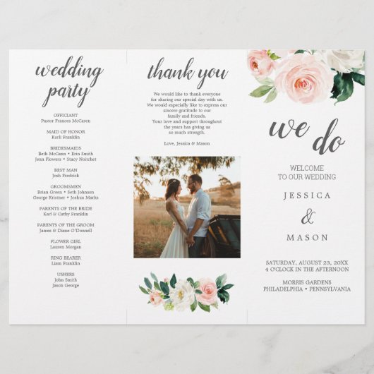 Bewerkbaar drievoudig weduwenprogramma Blushing Bl Flyer (Voorkant)