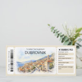 Bewerkbaar Dubrovnik Vliegticket, Kroatië Trip Kaart (Staand voorkant)