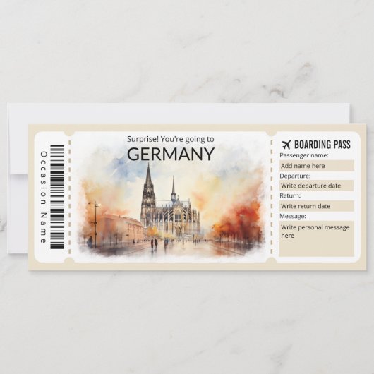 Bewerkbaar Duitsland Vliegticket, Duitsland Trip Kaart (Voorkant)