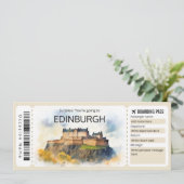 Bewerkbaar Edinburgh Plane ticket Schotland Reis Kaart (Staand voorkant)
