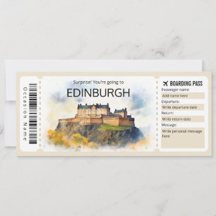 Bewerkbaar Edinburgh Plane ticket Schotland Reis Kaart